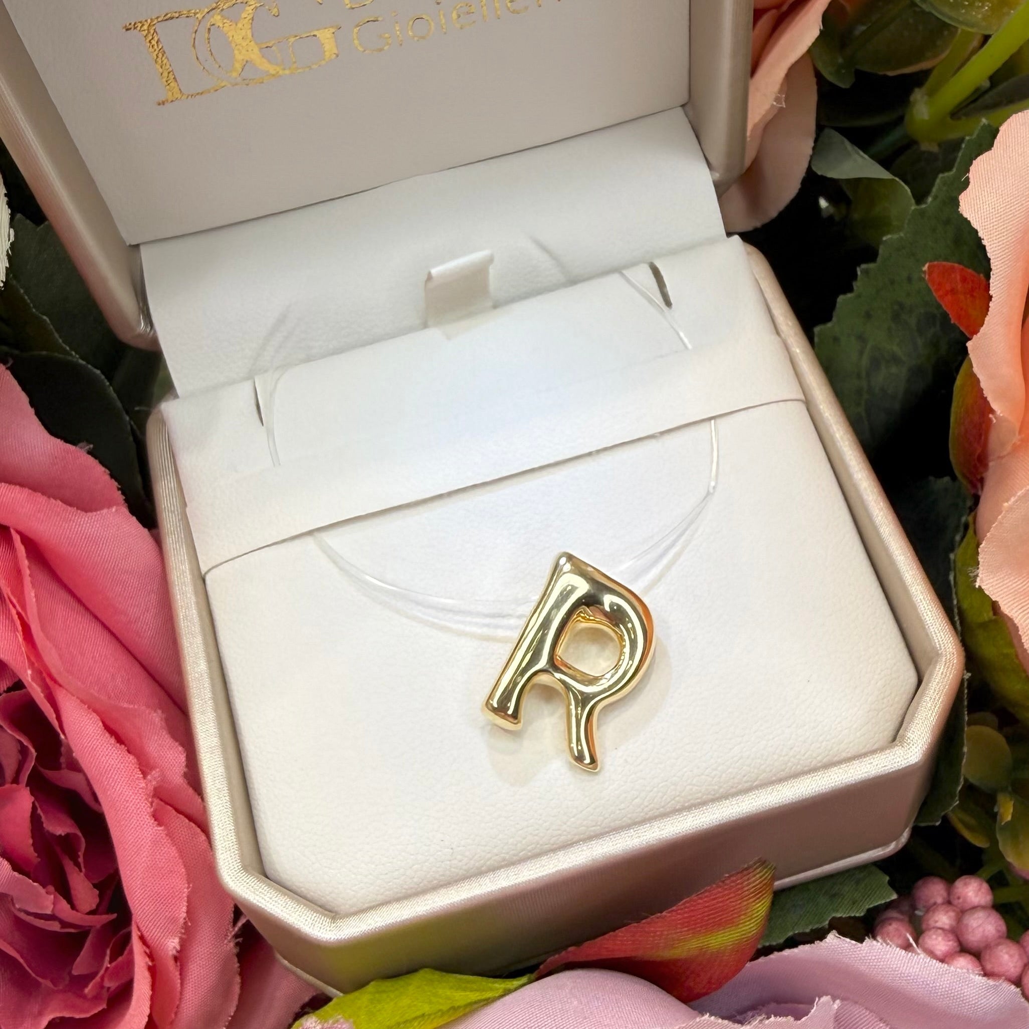 Ciondolo Lettera Bubble in Oro Giallo 18 Kt (750)