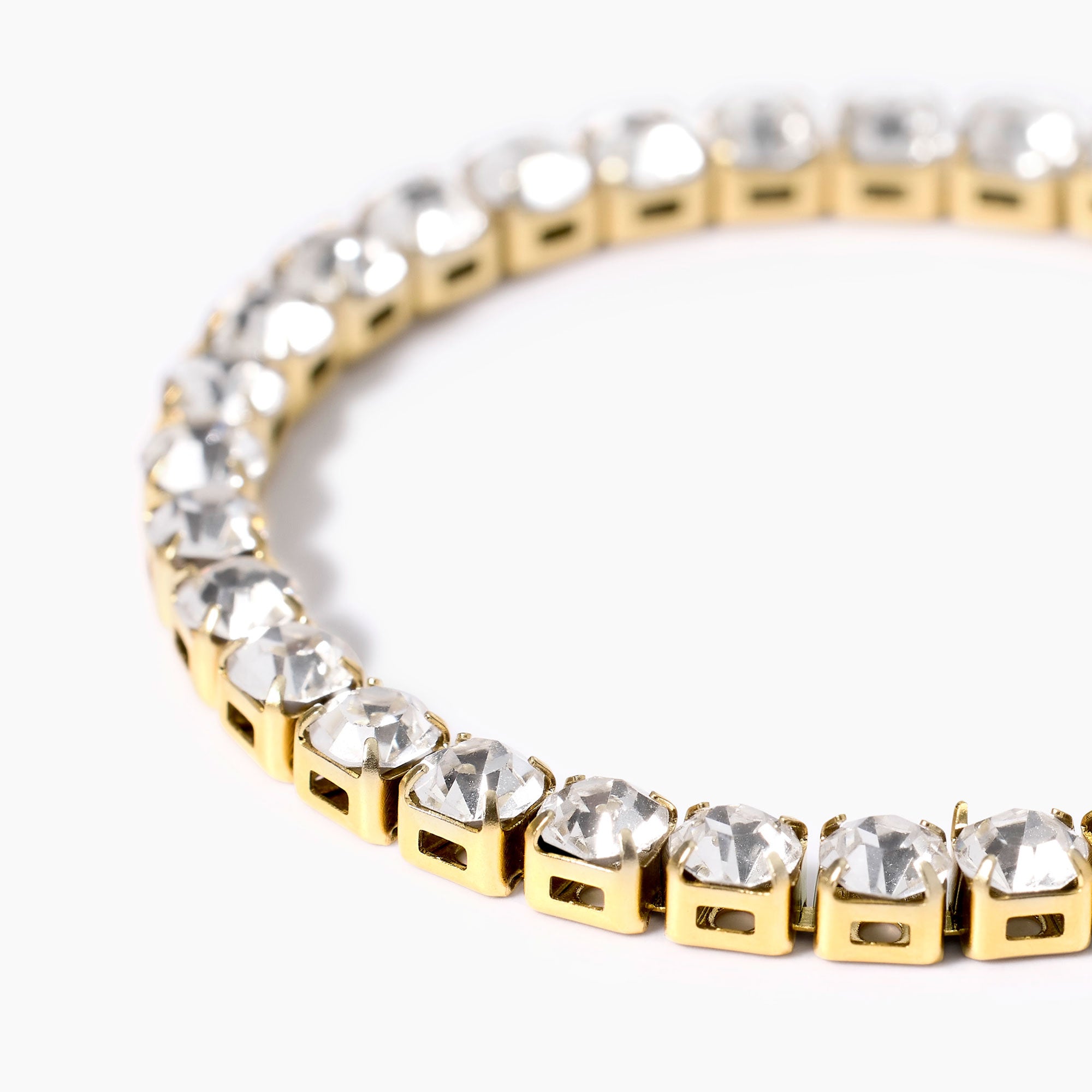 BRACCIALE TENNIS KIDULT STYLE DORATO CRISTALLI BIANCHI