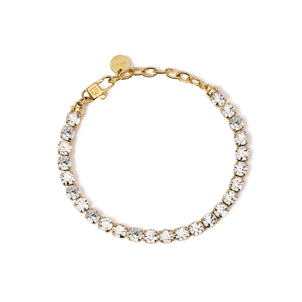 BRACCIALE TENNIS KIDULT STYLE DORATO CRISTALLI BIANCHI