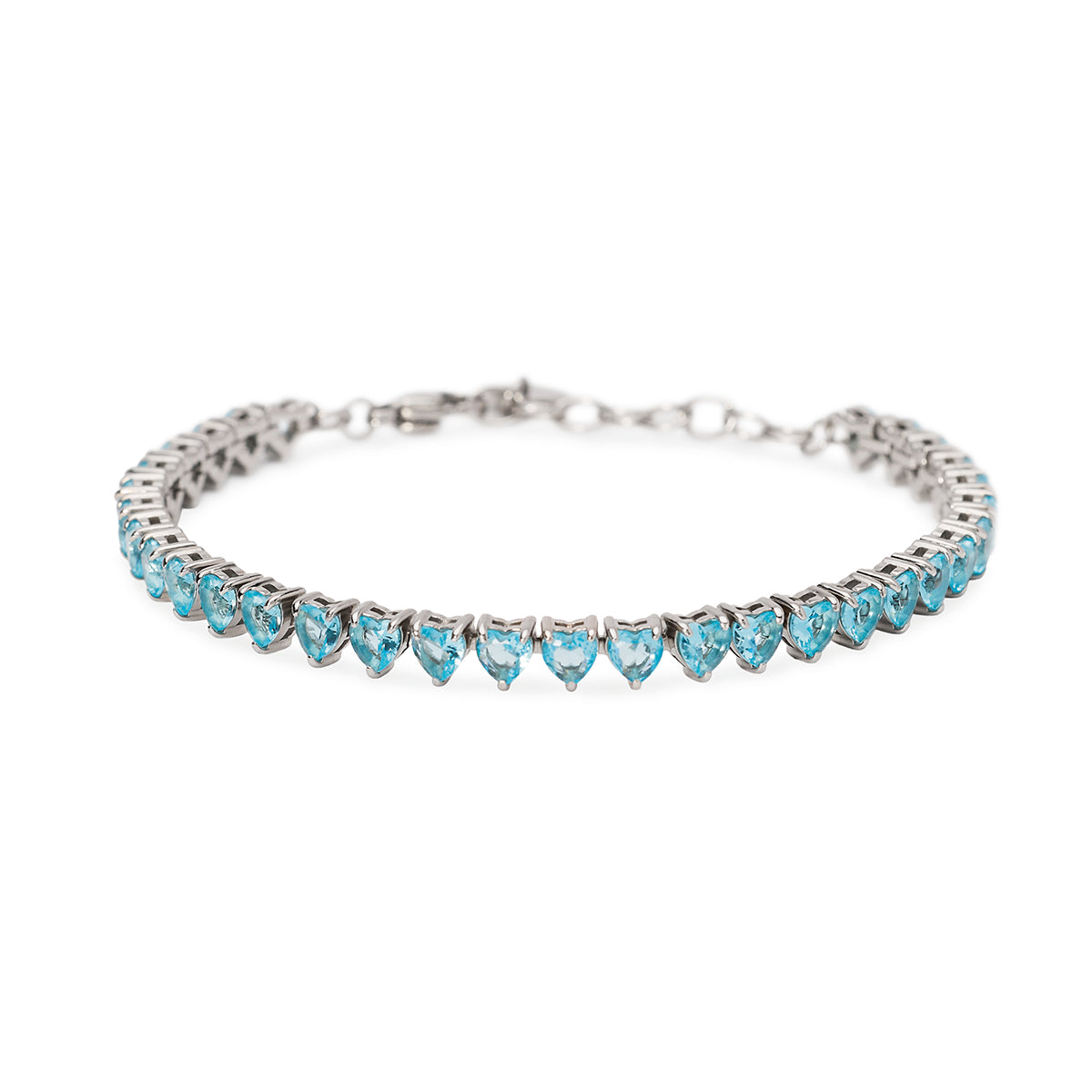BRACCIALE TENNIS KIDULT STYLE CUORI PIETRE AZZURRE