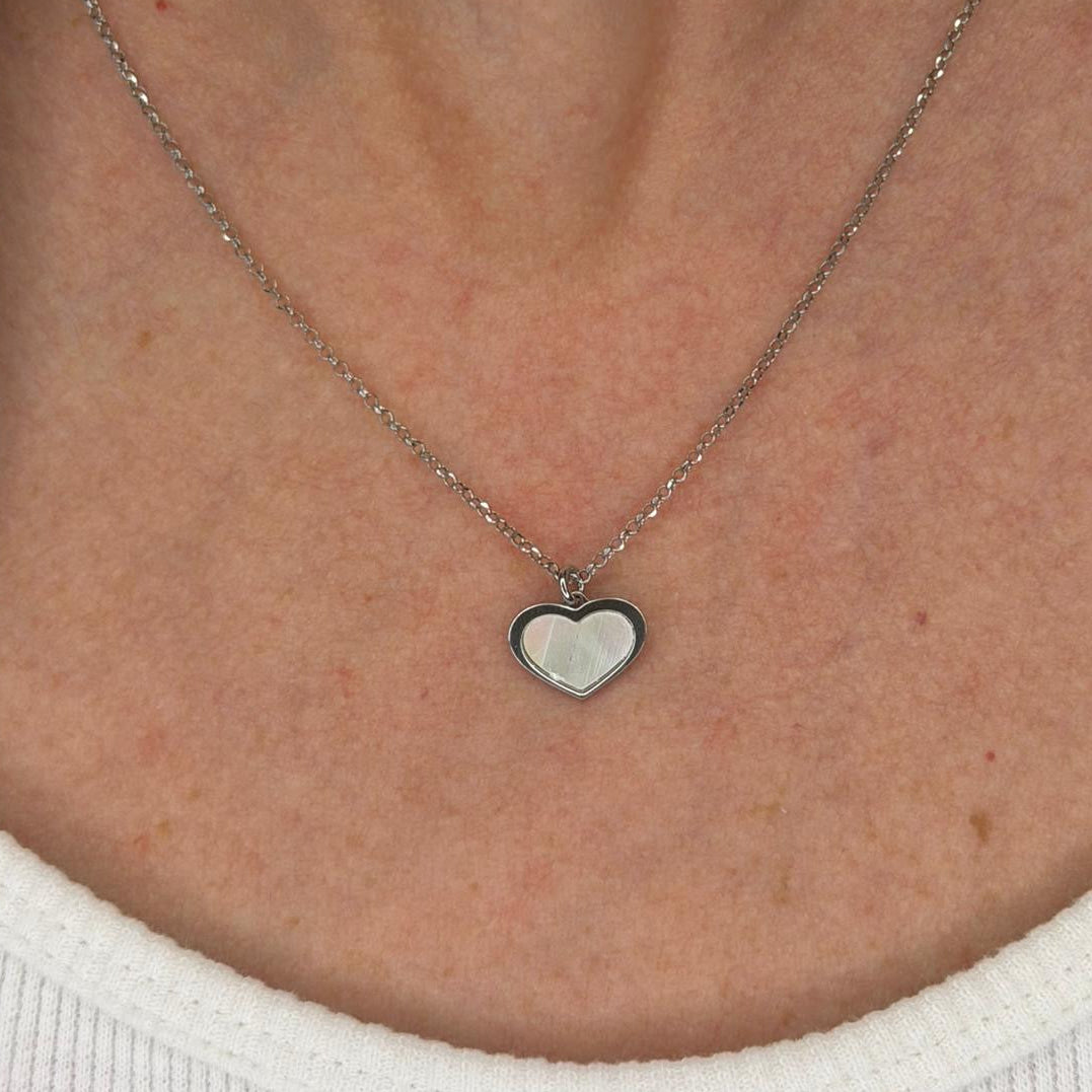 COLLANA CUORE IN ARGENTO SILVER E MADREPERLA