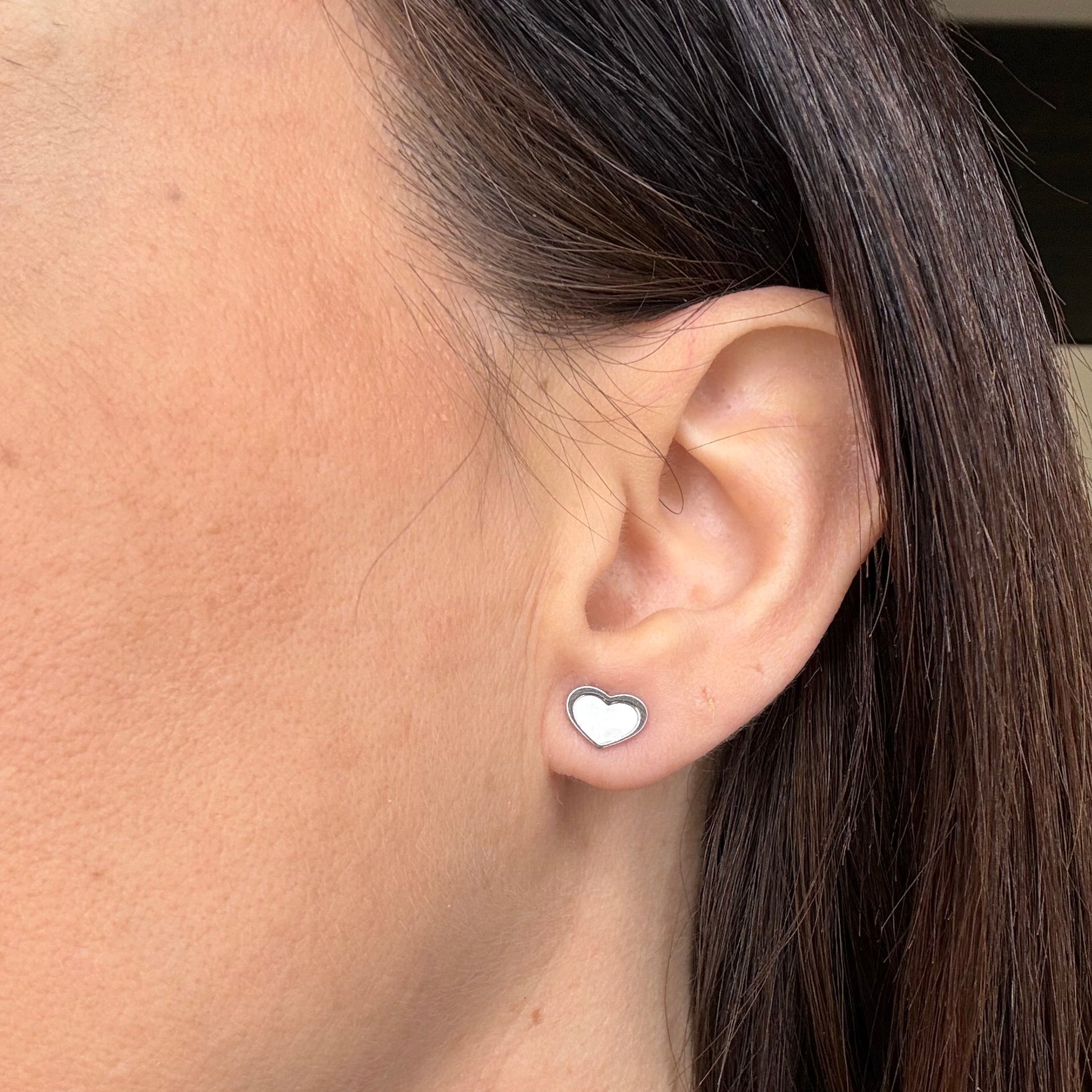 ORECCHINI CUORE IN ARGENTO SILVER E MADREPERLA