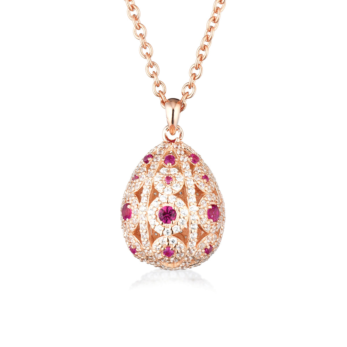 COLLANA TSARS COLLECTION ROSÈ OVETTO ZIRCONI BIANCHI FUCSIA