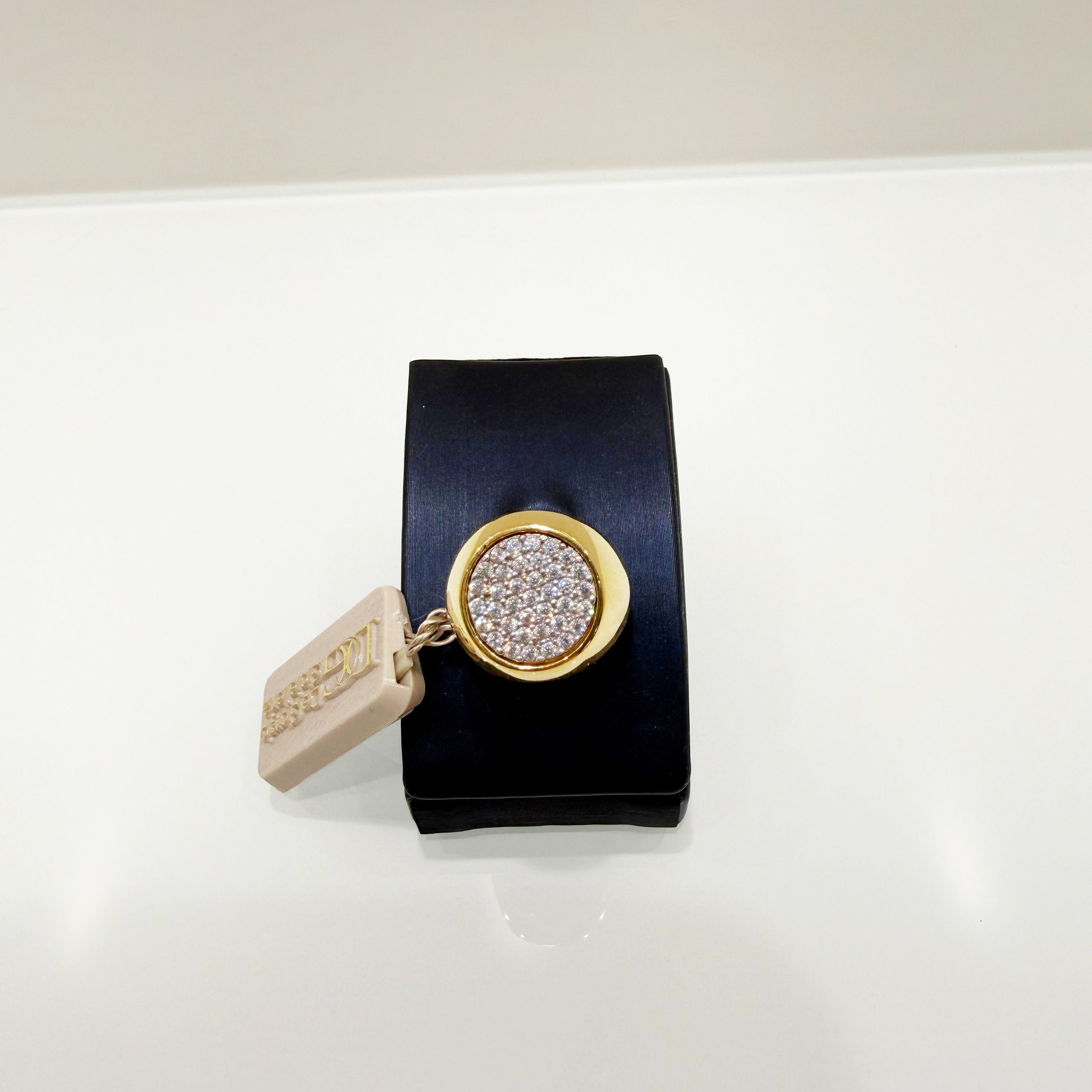 Anello chevalier con zirconi pavé in oro giallo 18KT (750) – Made in Italy