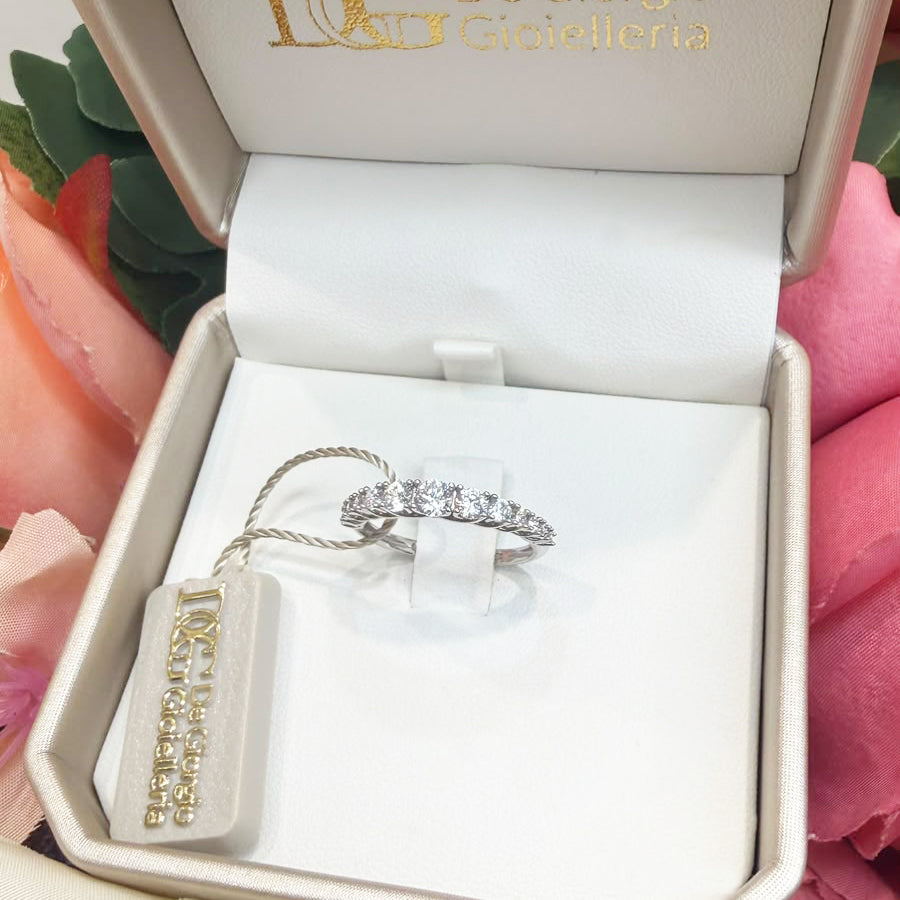 Veretta in Oro Bianco 18 KT con Zirconi