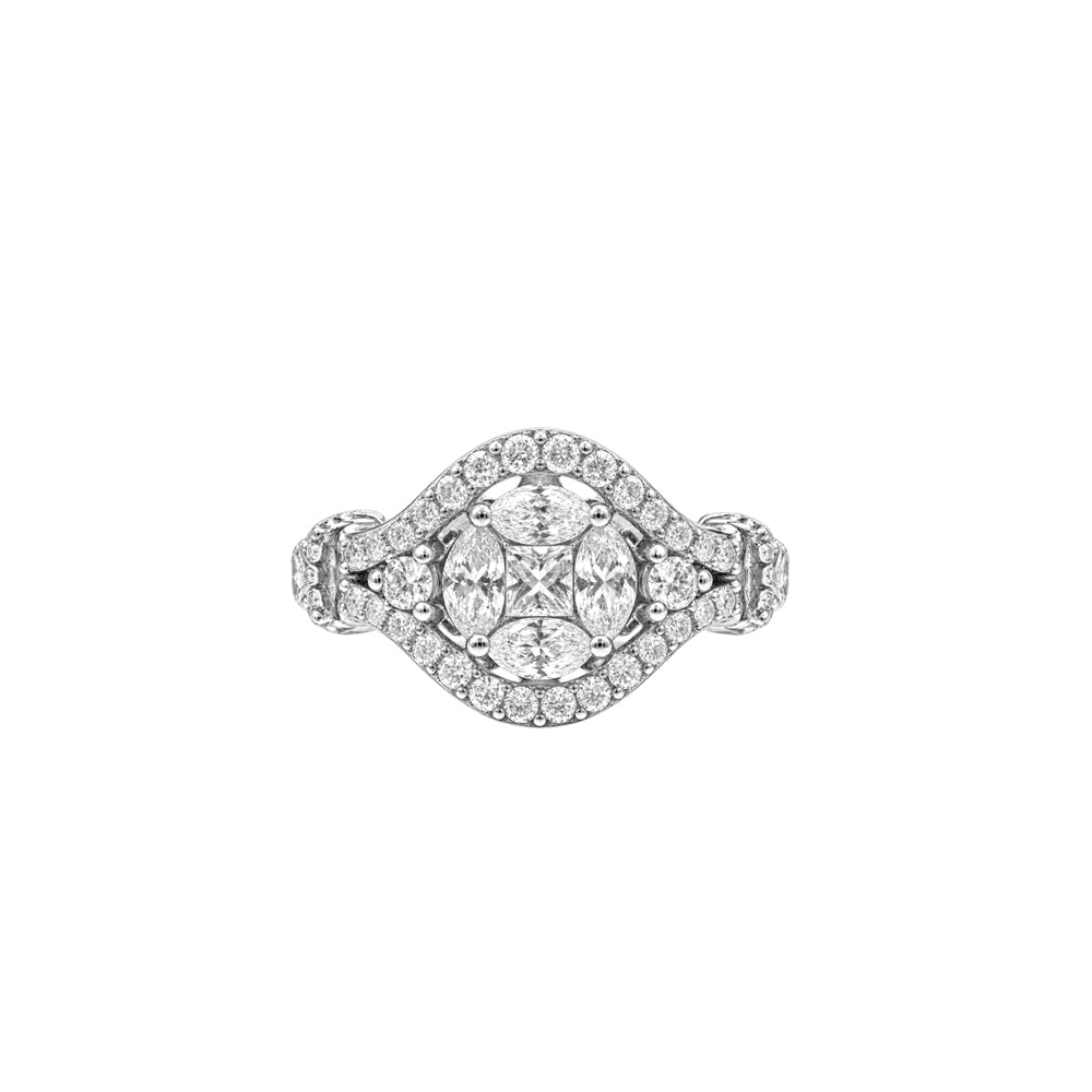 ANELLO SOLITARIO IN ORO BIANCO 18 CARATI E DIAMANTI