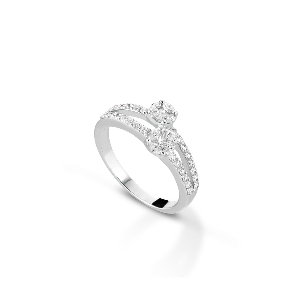 ANELLO IN ORO BIANCO 18 CARATI CON DIAMANTI