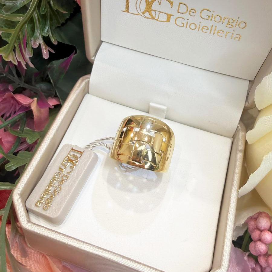 Anello Fascia Intrecciata in Oro Giallo 18 KT