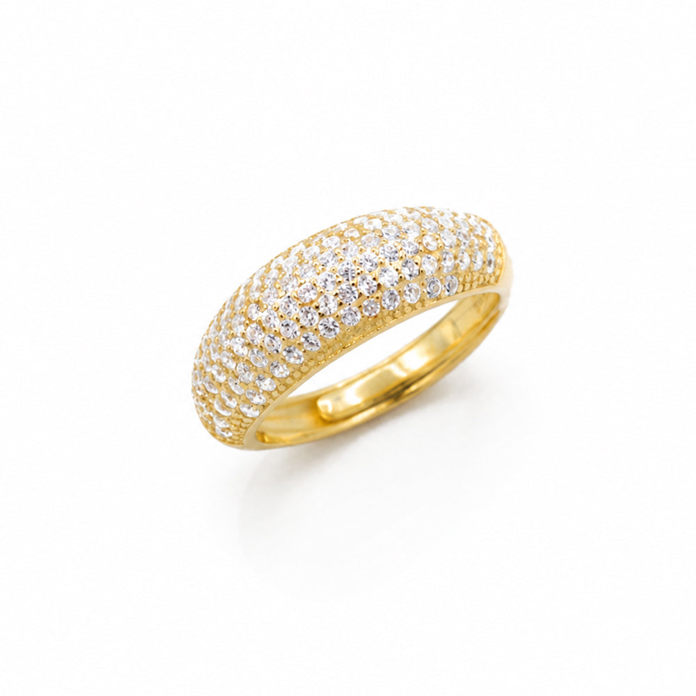 ANELLO FASCIA PAVÉ IN ARGENTO 925 DORATO