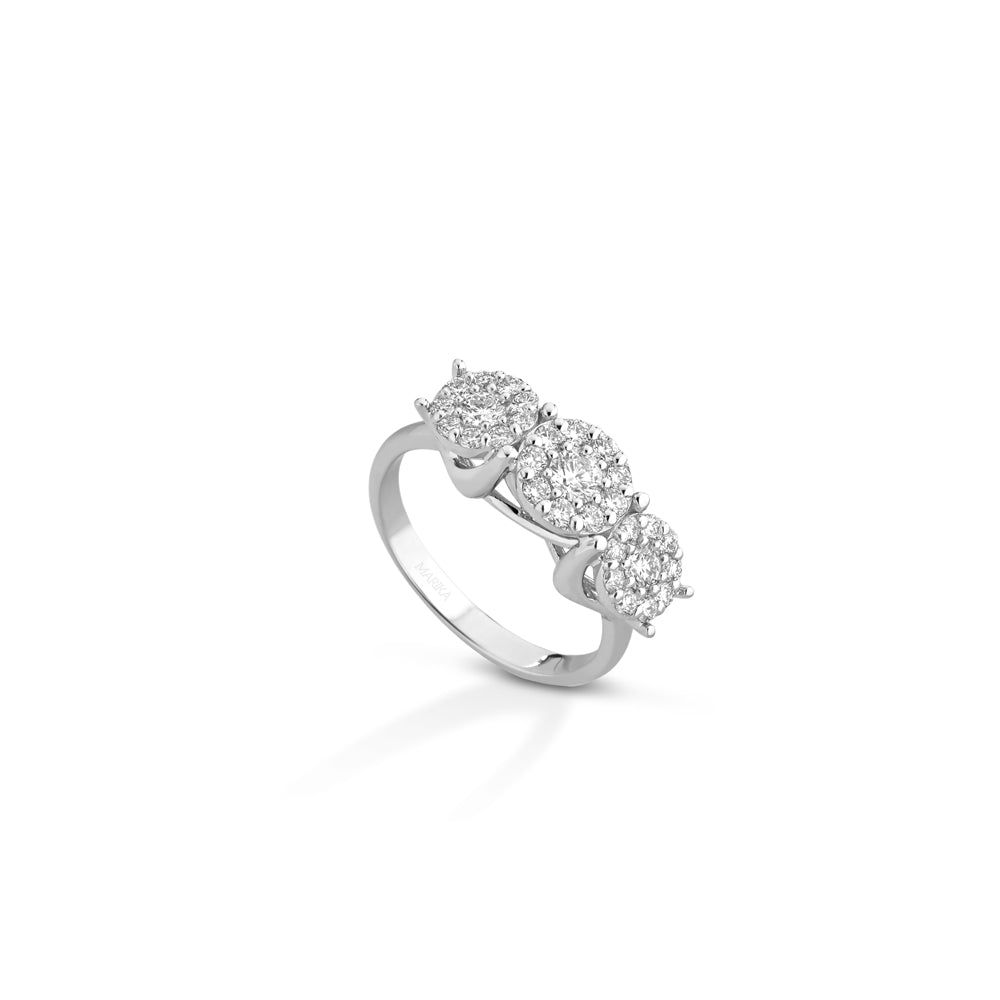 ANELLO TRILOGY MULTIPIETRA IN ORO BIANCO 18KT E DIAMANTI