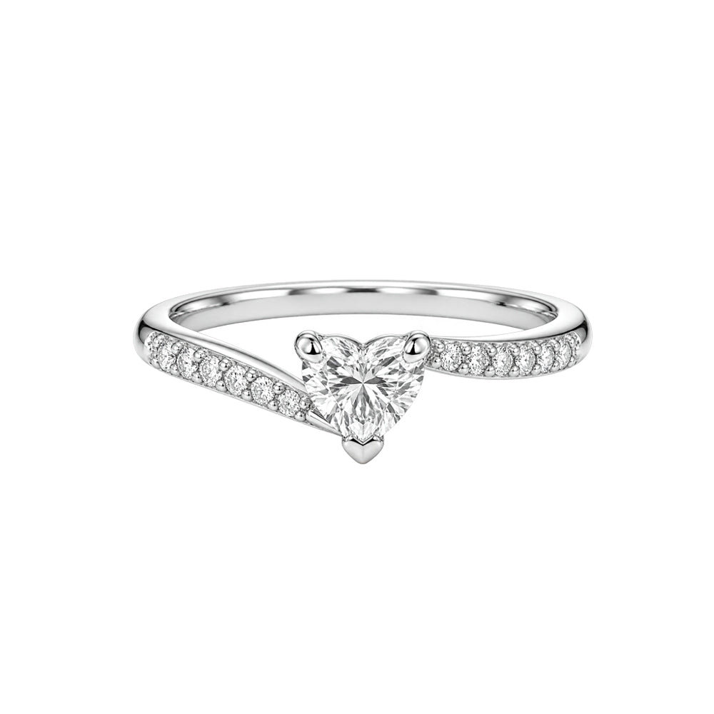 ANELLO SOLITARIO IN ORO BIANCO 18 CARATI CON DIAMANTE CUORE