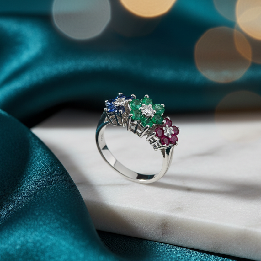 CAROLINA COLLECTION RING IN 18KT MULTICOLOR WHITE GOLD