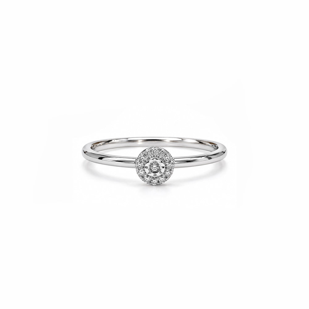 ANELLO SOLITARIO MULTIPIETRA IN ORO BIANCO 18KT E DIAMANTI