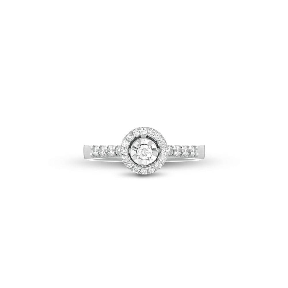 ANELLO SOLITARIO IN ORO BIANCO 18 CARATI E DIAMANTI