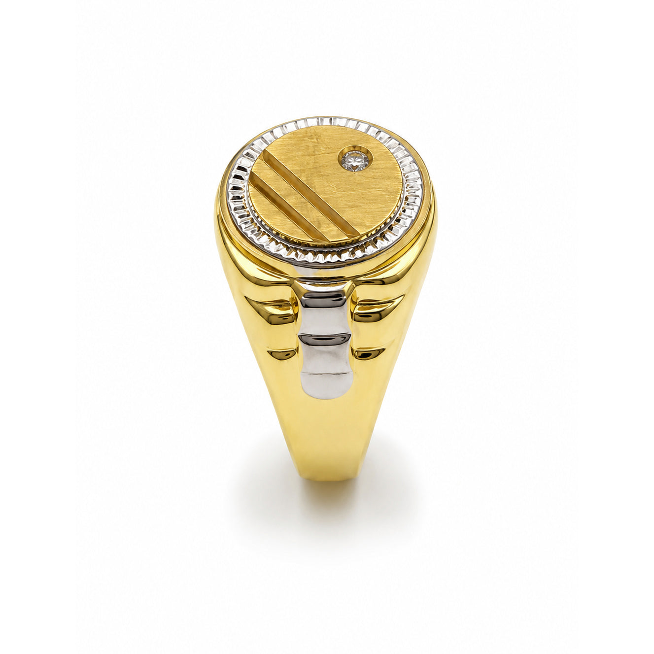 Anello Uomo Chevalier Bicolore con Zircone in Oro 18KT (750)