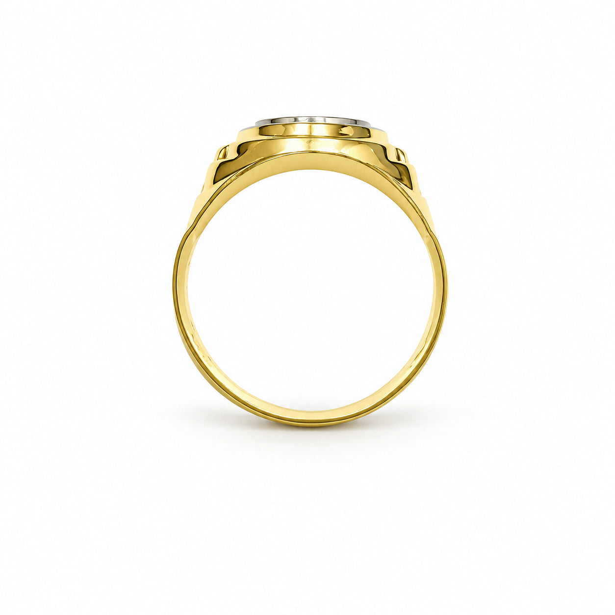 Anello Uomo Chevalier Bicolore con Zircone in Oro 18KT (750)