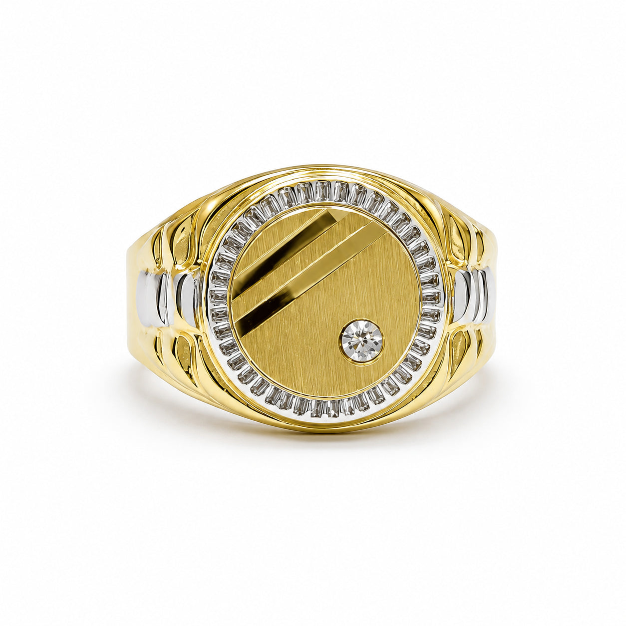 Anello Uomo Chevalier Bicolore con Zircone in Oro 18KT (750)