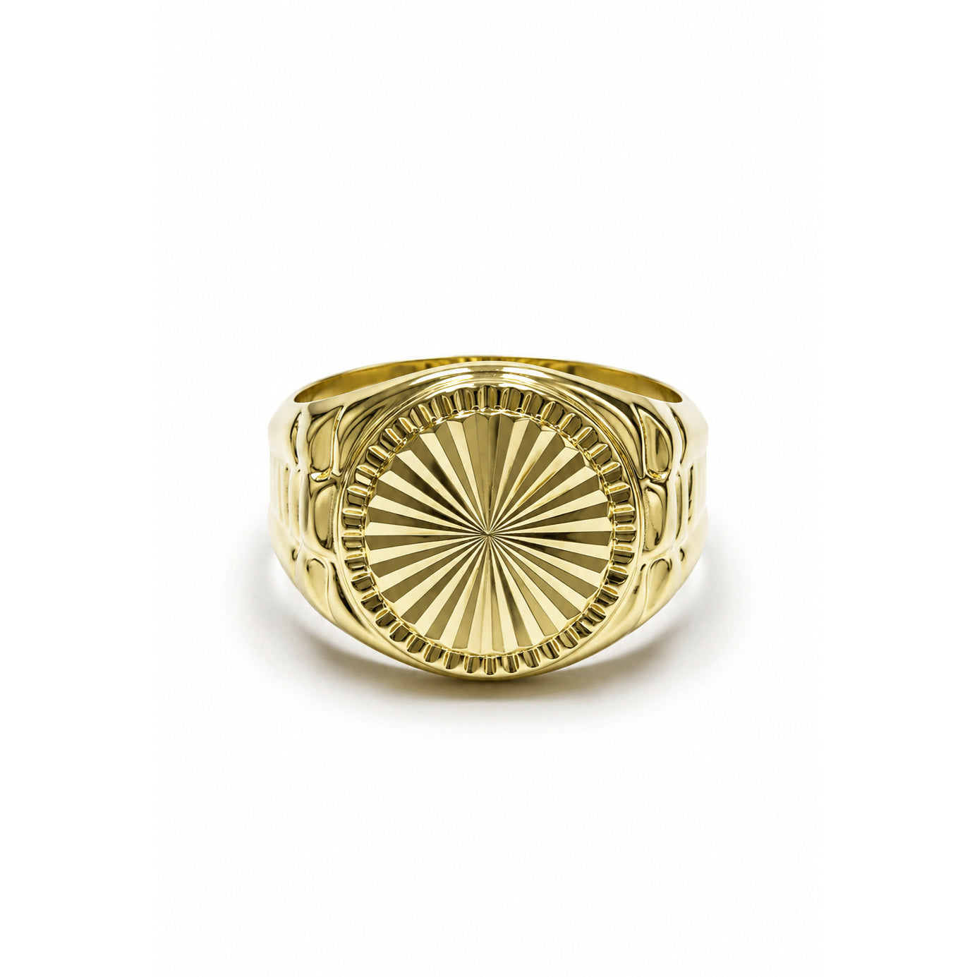 Anello Uomo Chevalier Tondo Diamantato in Oro Giallo 18KT (750)