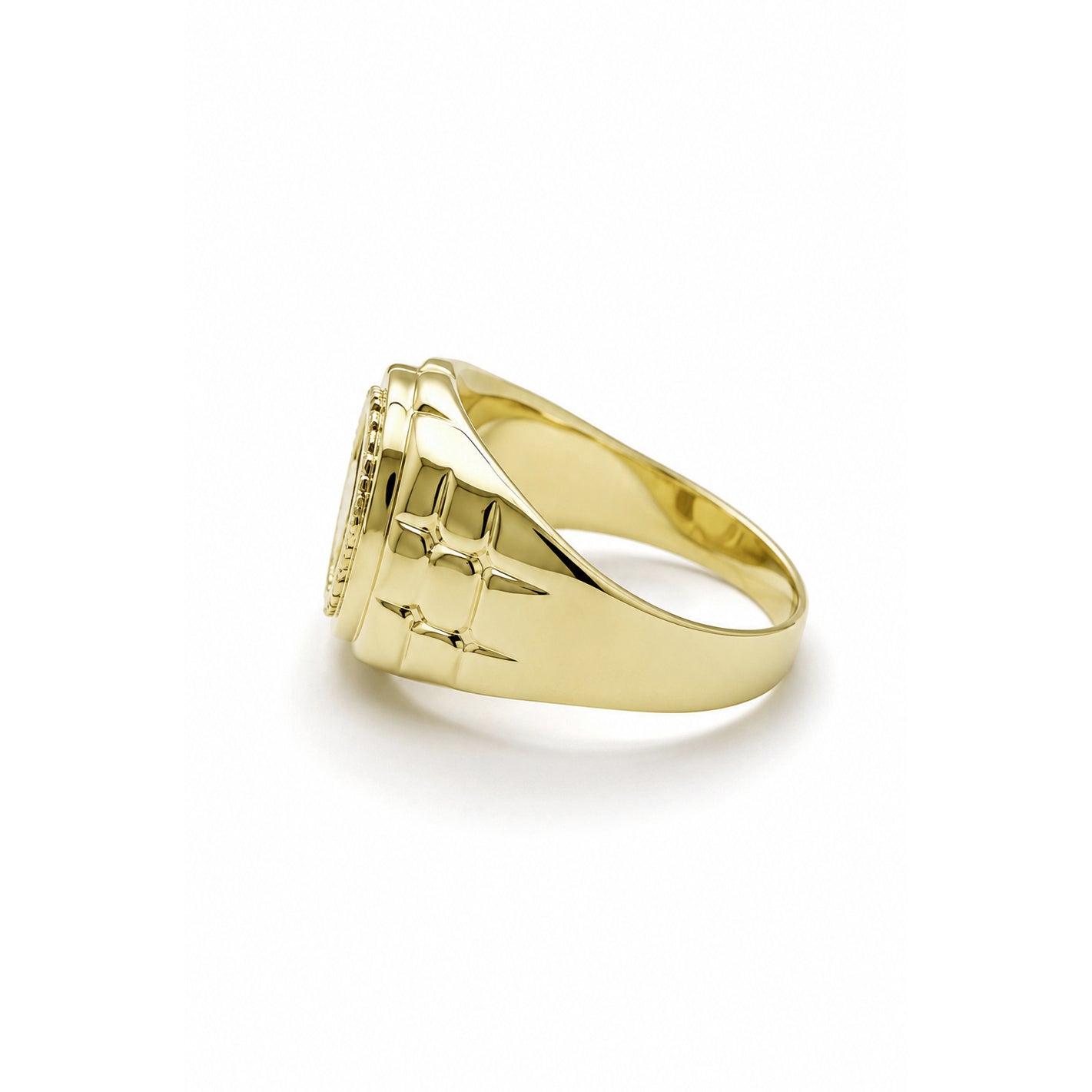 Anello Uomo Chevalier Tondo Diamantato in Oro Giallo 18KT (750)