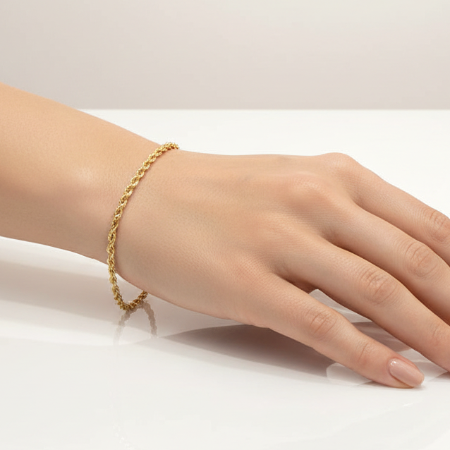 Bracciale in oro giallo 18KT (750) a maglia torchon