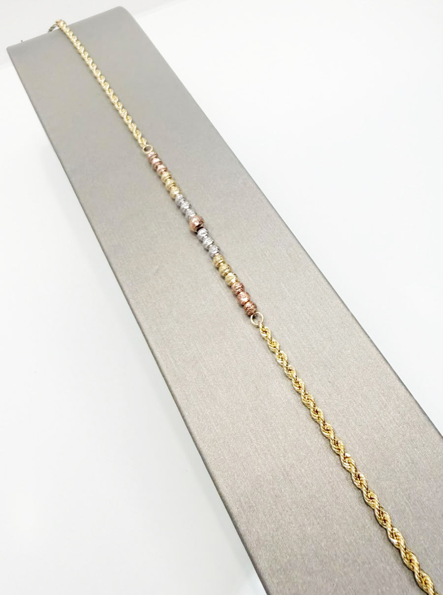 Bracciale con sfere diamantate tricolore in oro 18 KT (750)