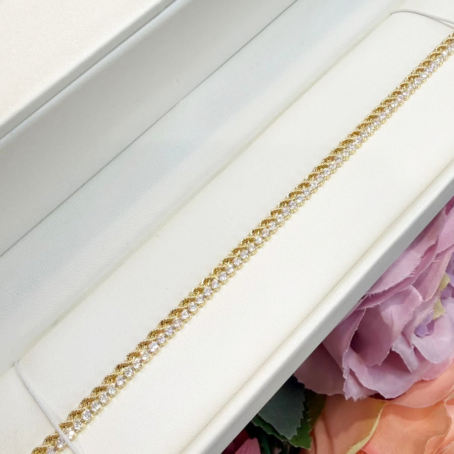Bracciale Tennis con Zirconi in Oro Giallo 18 KT (750)