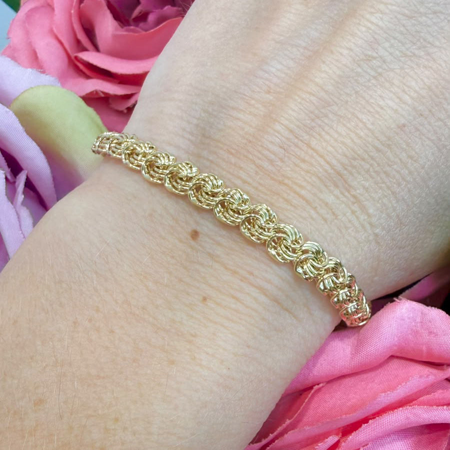 BRACCIALE MAGLIA ROSETTA IN ORO 18 KT
