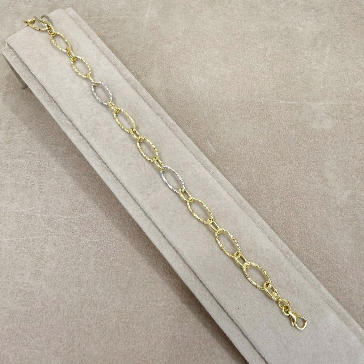 BRACCIALE CON MAGLIE OVALI BICOLORE IN ORO 18 KT (750)