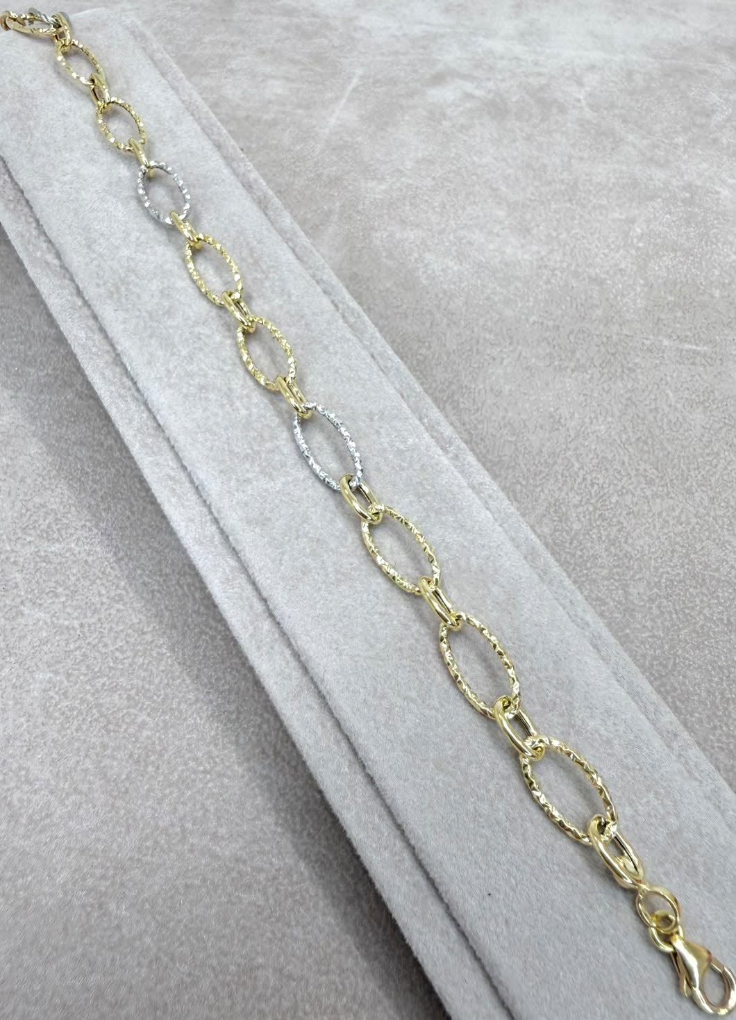BRACCIALE CON MAGLIE OVALI BICOLORE IN ORO 18 KT (750)