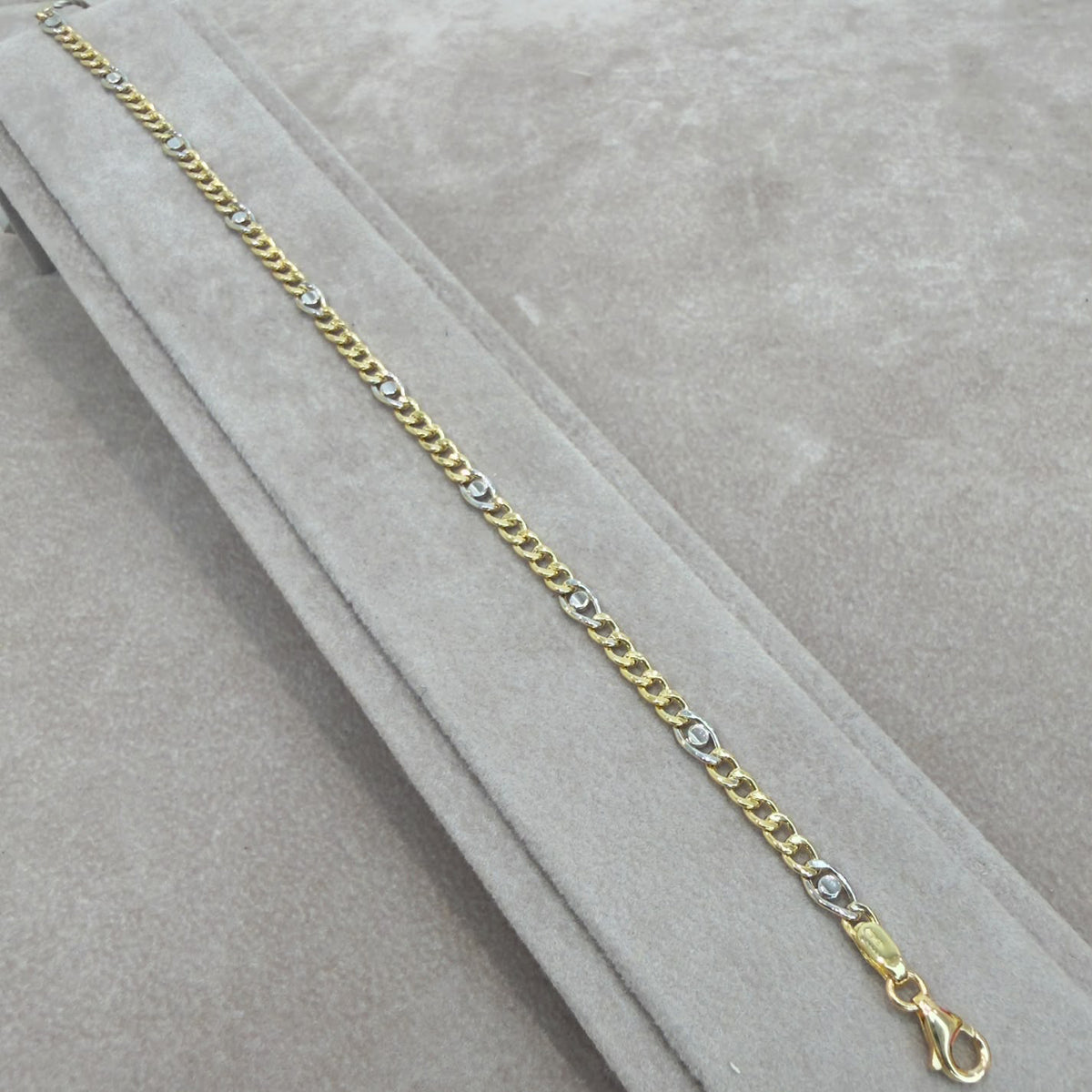 BRACCIALE GROUMETTE BICOLORE IN ORO GIALLO E BIANCO 18 KT (750)