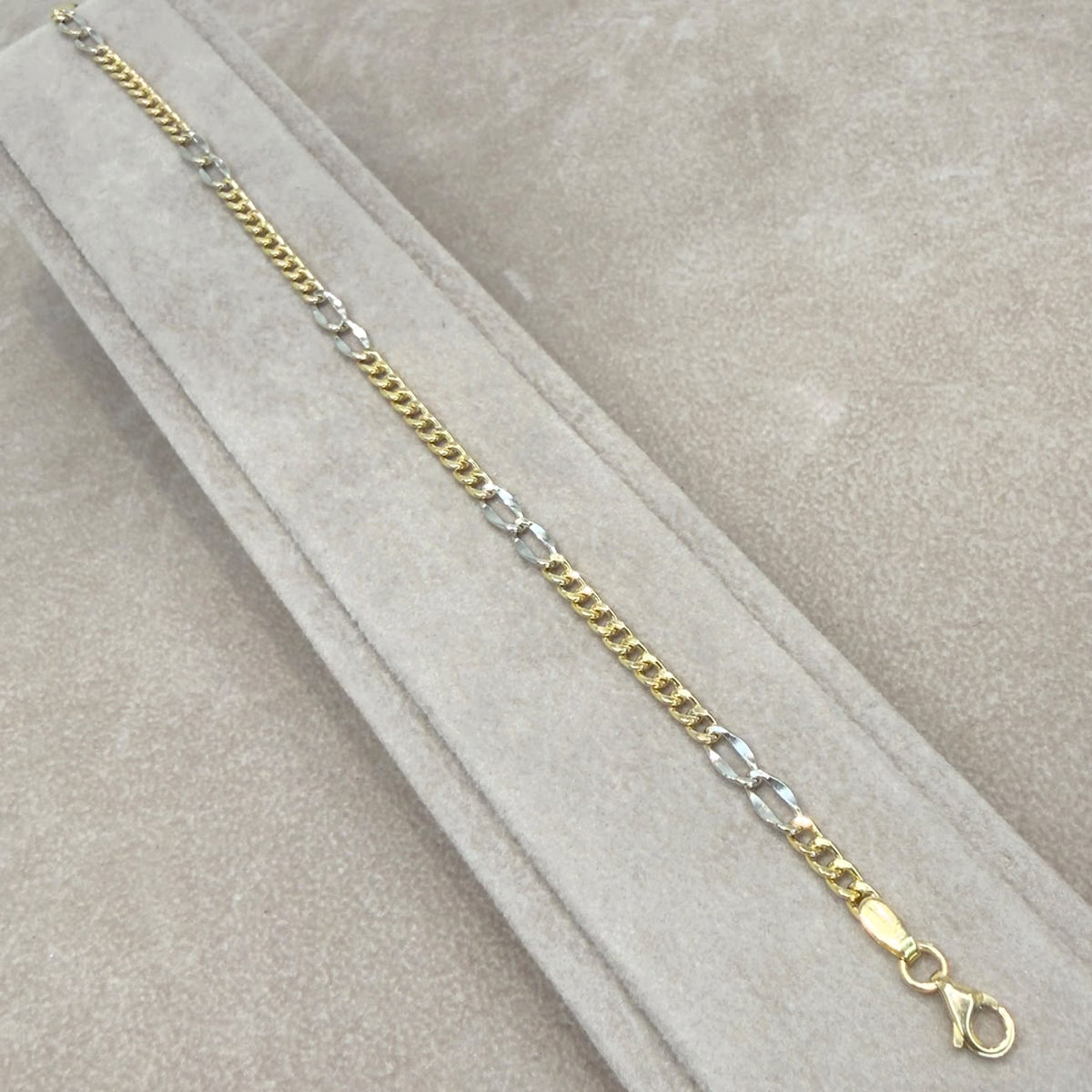BRACCIALE GROUMETTE BICOLORE IN ORO GIALLO E BIANCO 18 KT (750)