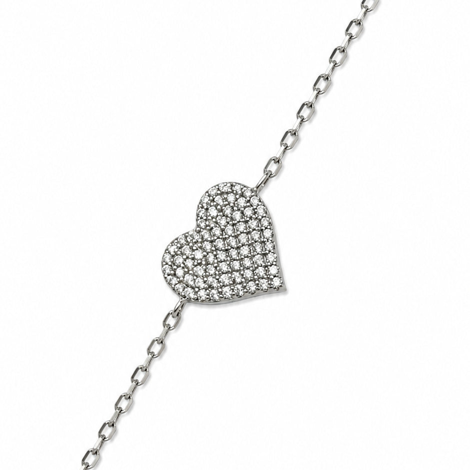 BRACCIALE CUORE CON ZIRCONI PAVÉ IN ARGENTO 925