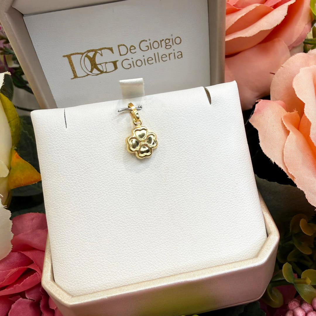 Ciondolo quadrifoglio unisex in oro giallo 18 Kt (750)