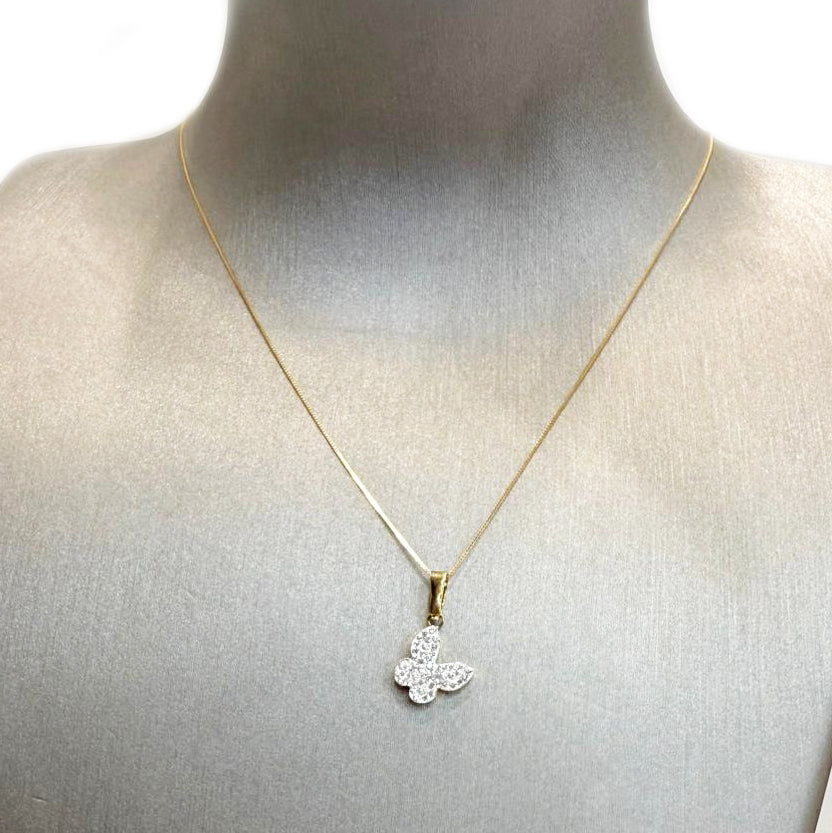 Ciondolo farfalla da donna con zirconi in oro giallo 18 Kt (750)