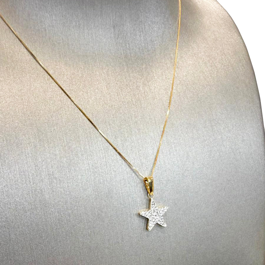 Ciondolo stella da donna con zirconi in oro giallo 18 Kt (750)