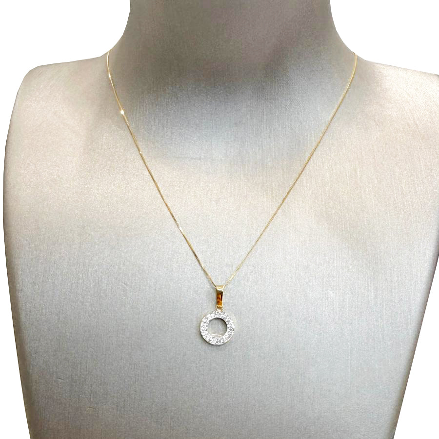 Ciondolo cerchio da donna con zirconi in oro giallo 18Kt (750)