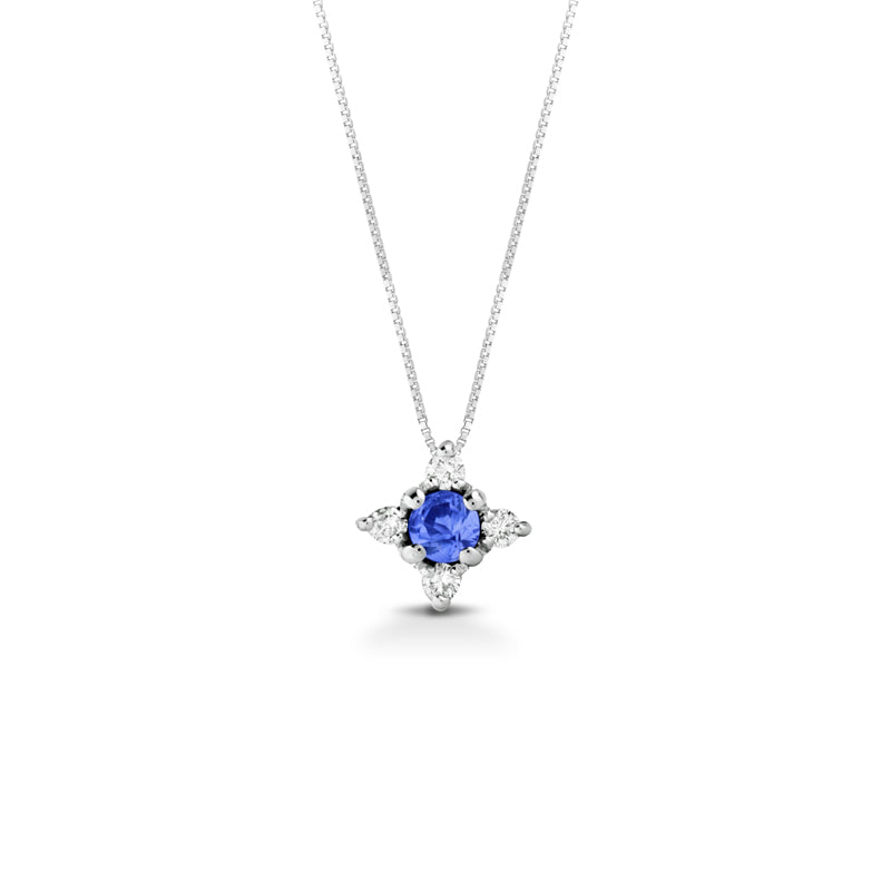 COLLANA IN ORO BIANCO 18 CARATI CON DIAMANTI E TANZANITE