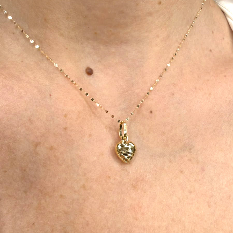 Collana con cuore sfaccettato in oro giallo 18 KT (750)