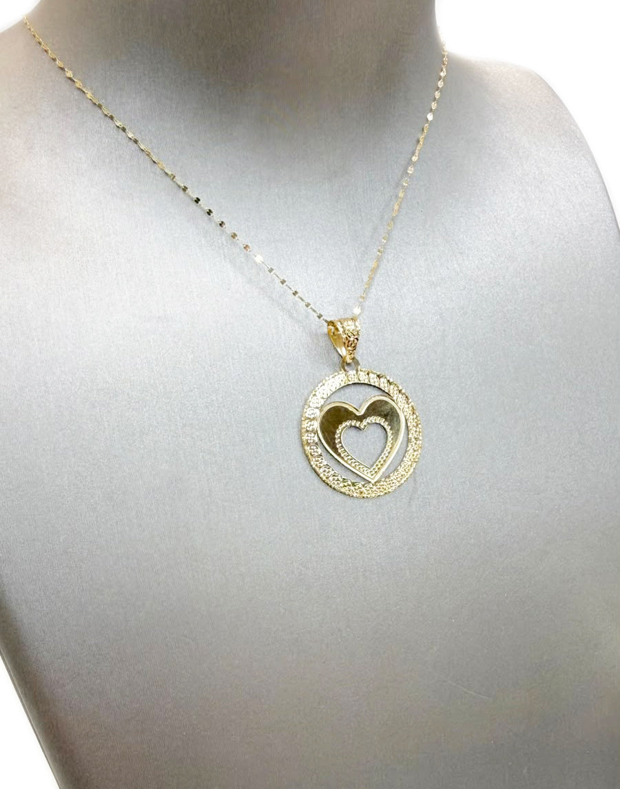Collana con ciondolo a doppio cuore in oro giallo 18 KT (750)