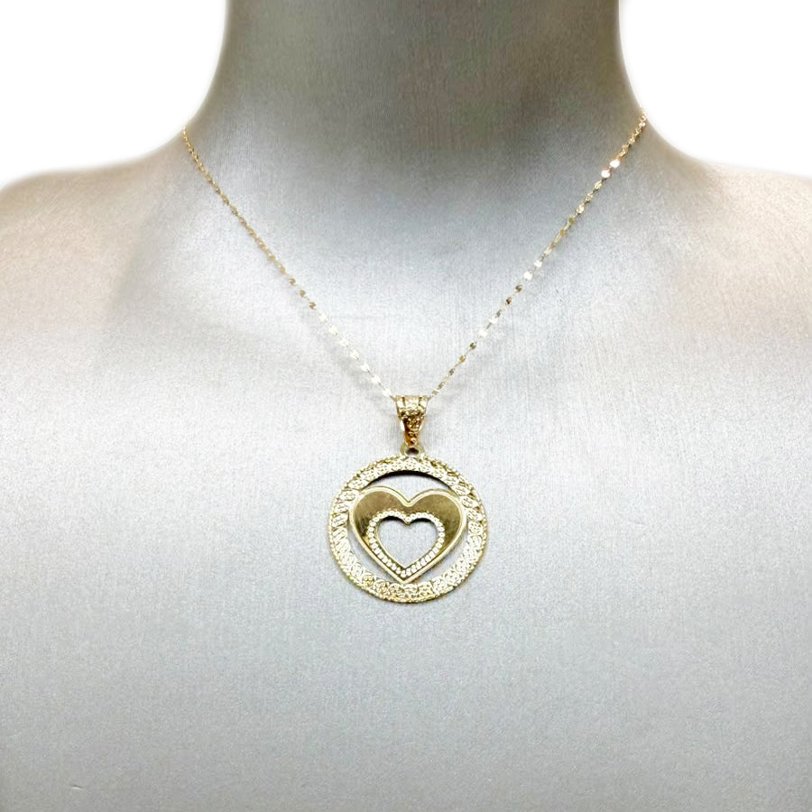 Collana con ciondolo a doppio cuore in oro giallo 18 KT (750)