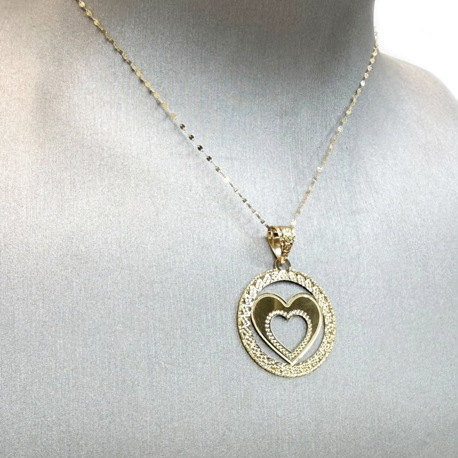 Collana con ciondolo a doppio cuore in oro giallo 18 KT (750)
