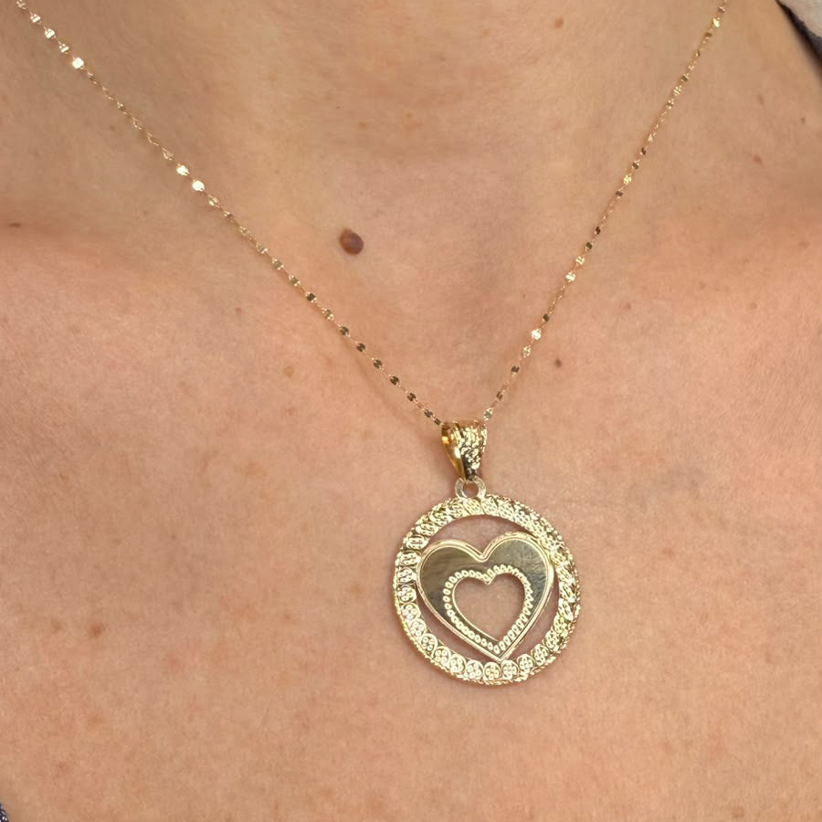 Collana con ciondolo a doppio cuore in oro giallo 18 KT (750)