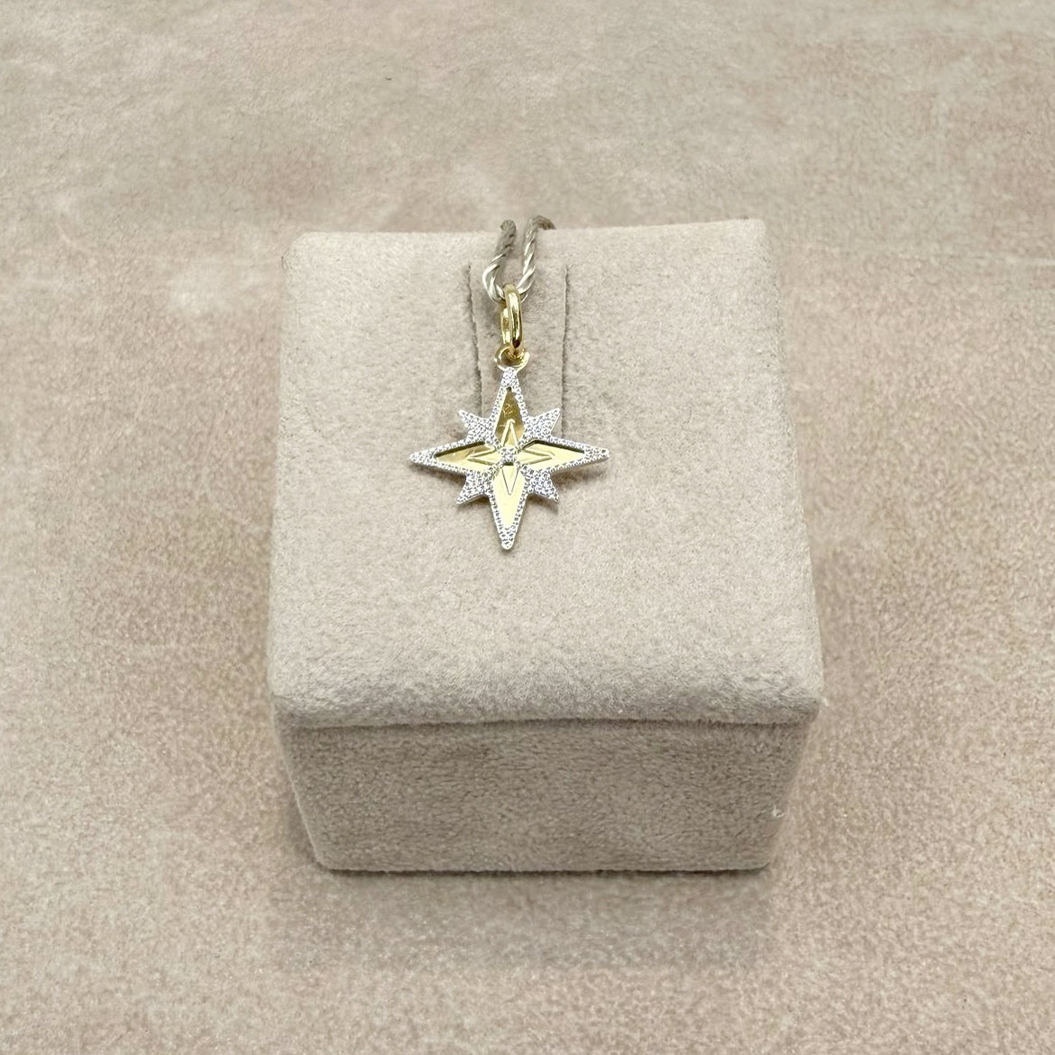 CIONDOLO ROSA DEI VENTI IN ORO GIALLO E BIANCO 18 KT (750)