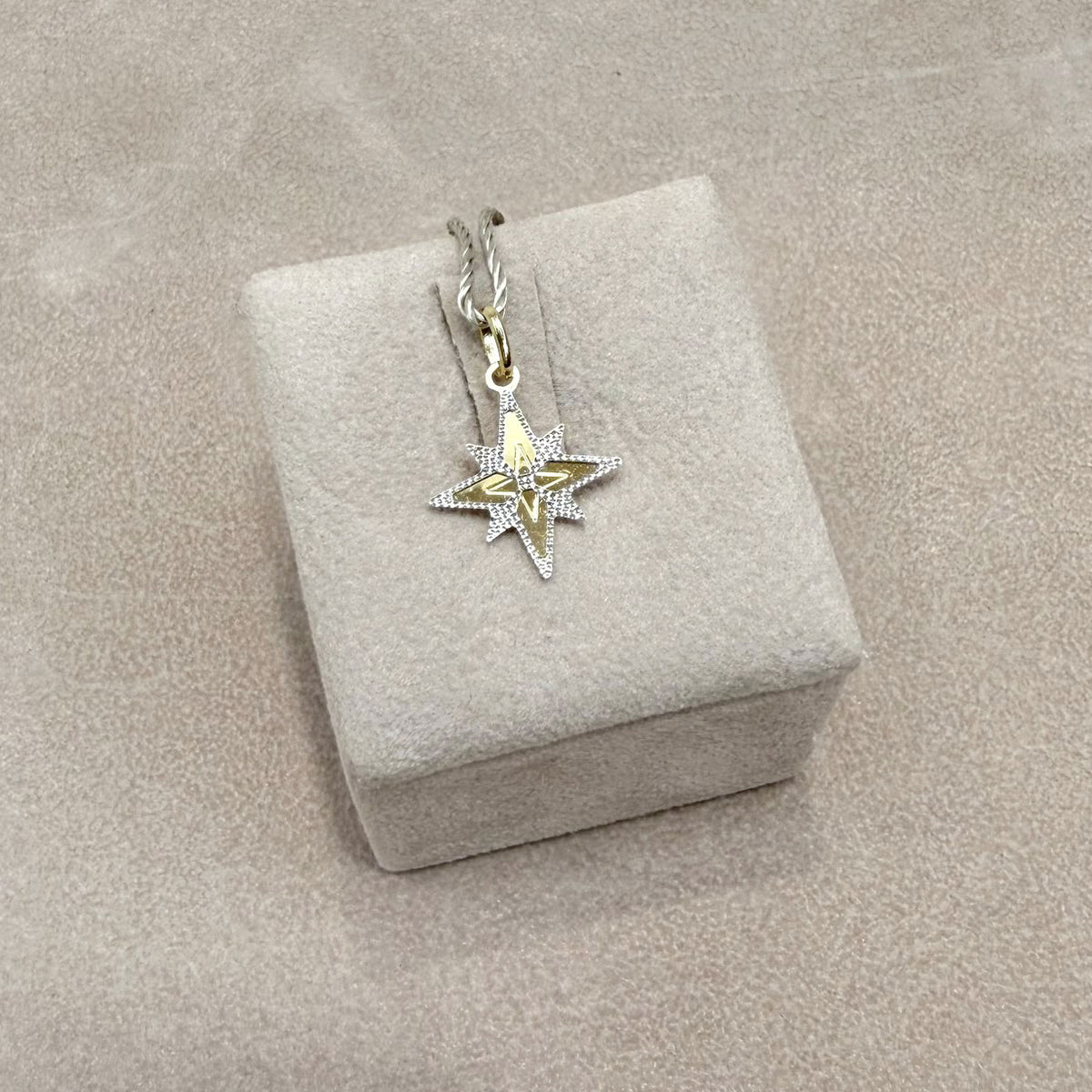 CIONDOLO ROSA DEI VENTI IN ORO GIALLO E BIANCO 18 KT (750)