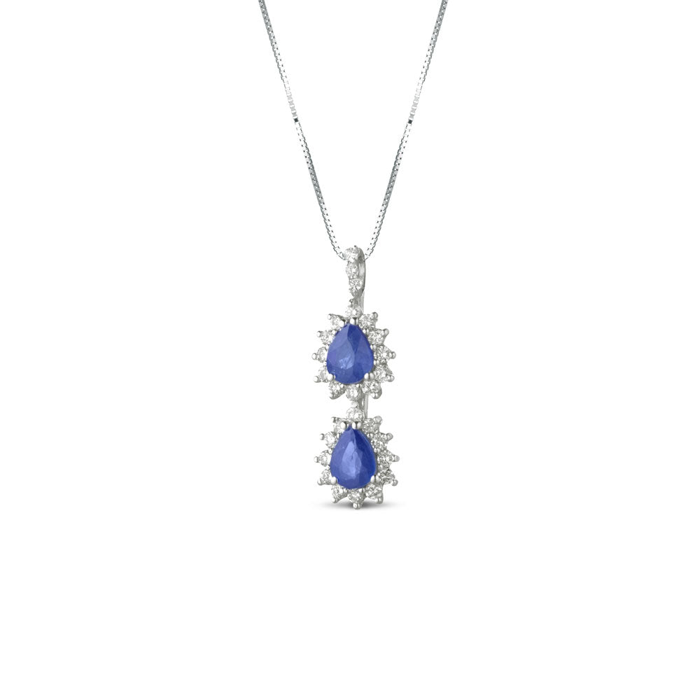 COLLANA CON GOCCE BILOGY IN ORO 18KT CON DIAMANTI E ZAFFIRI