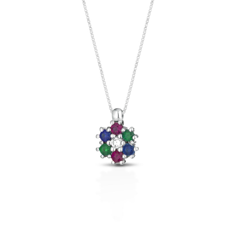 COLLANA IN ORO BIANCO 18 CARATI MULTICOLOR