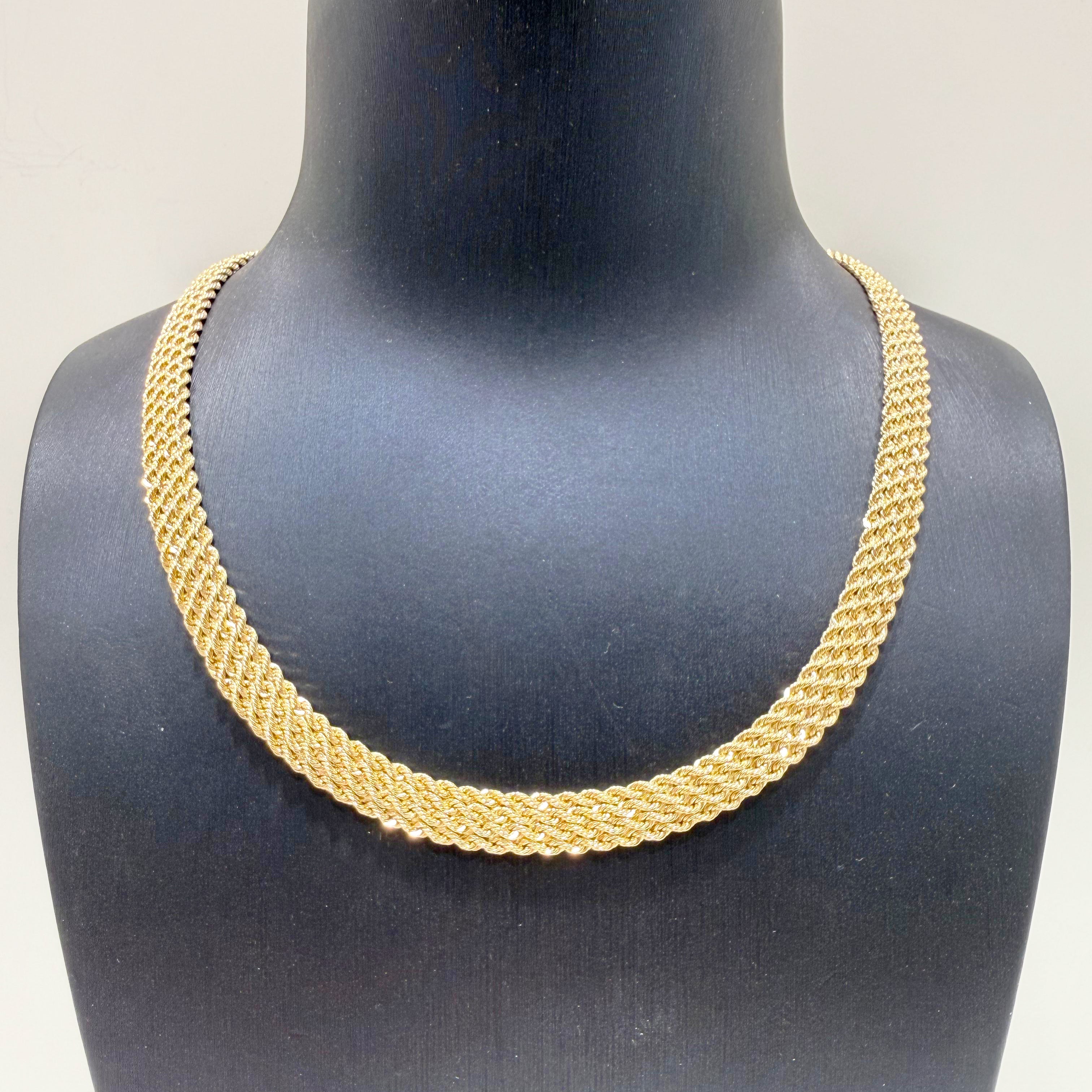 Collana torchon in oro giallo 18KT (750) maglia intrecciata – Made in Italy