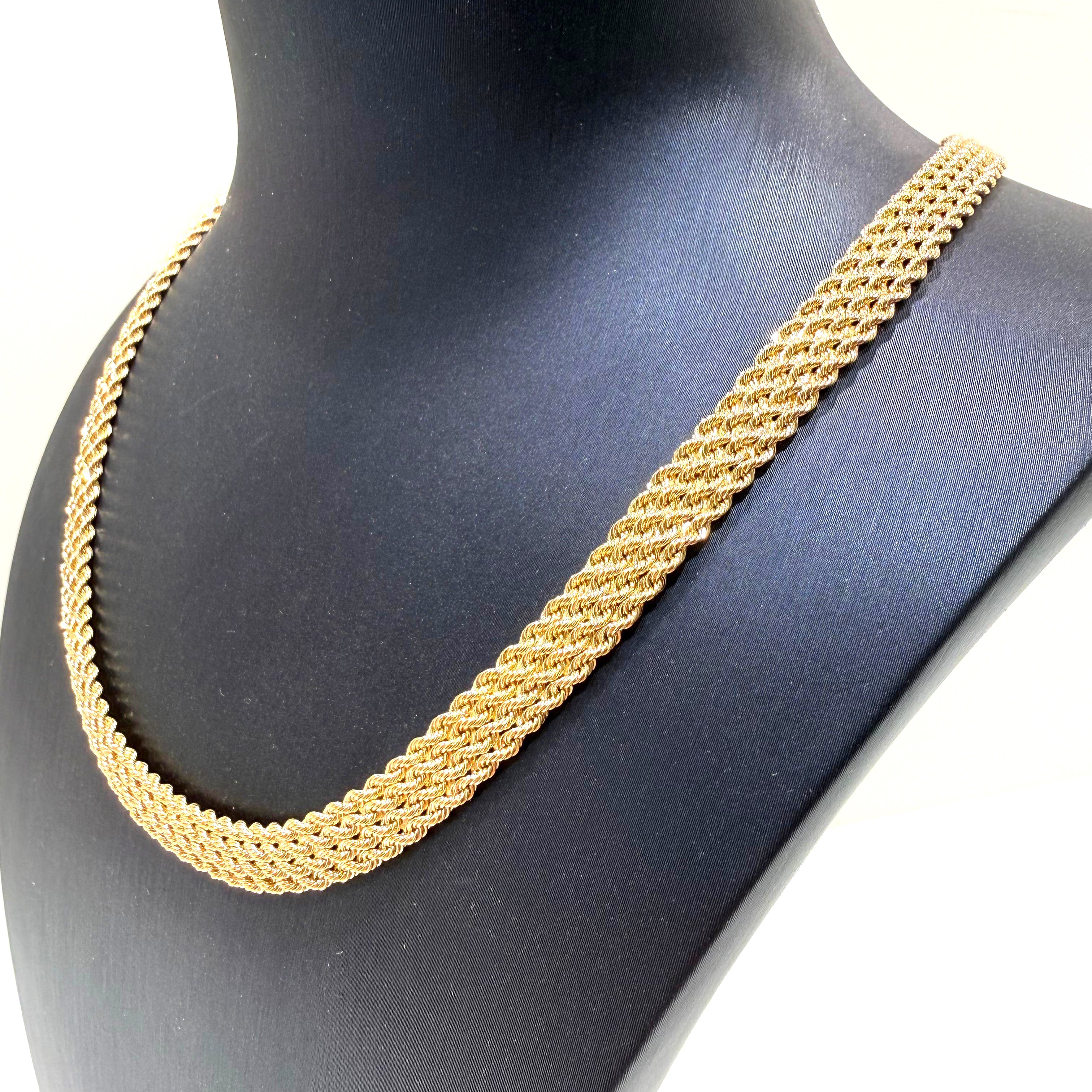 Collana torchon in oro giallo 18KT (750) maglia intrecciata – Made in Italy