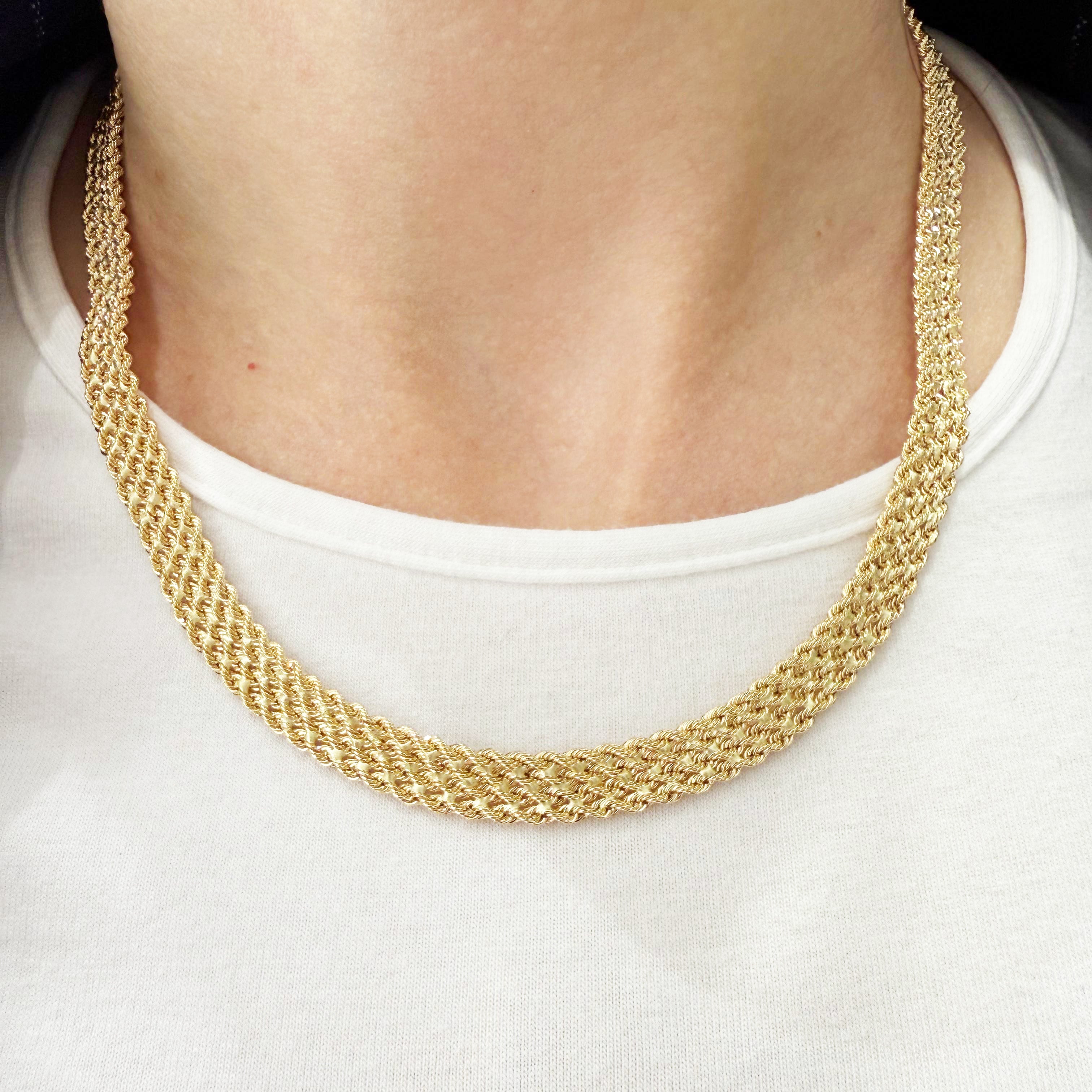 Collana torchon in oro giallo 18KT (750) maglia intrecciata – Made in Italy