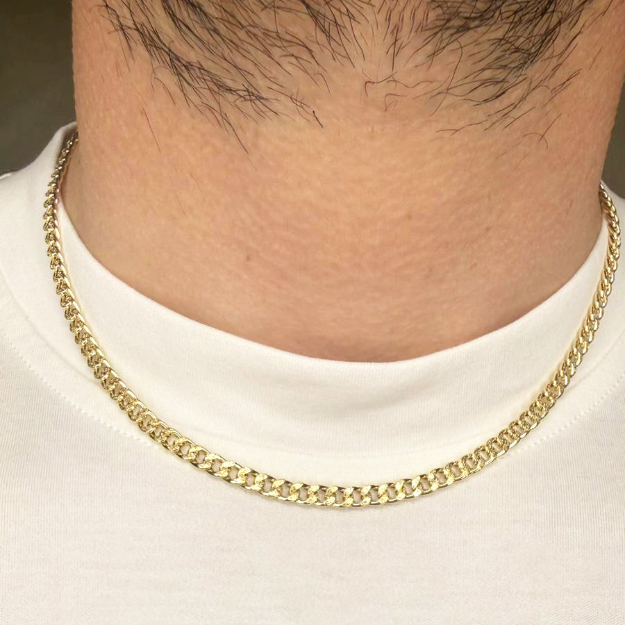 COLLANA GRUMETTA LUCIDA E SATINATA IN ORO GIALLO 18KT (750)